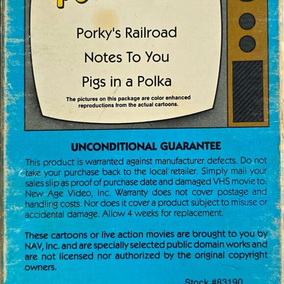 Porky Pig Cartoon Classics VHS - Porkys Railroad Notes To You Pigs In A Polka - - Picture 6 of 16